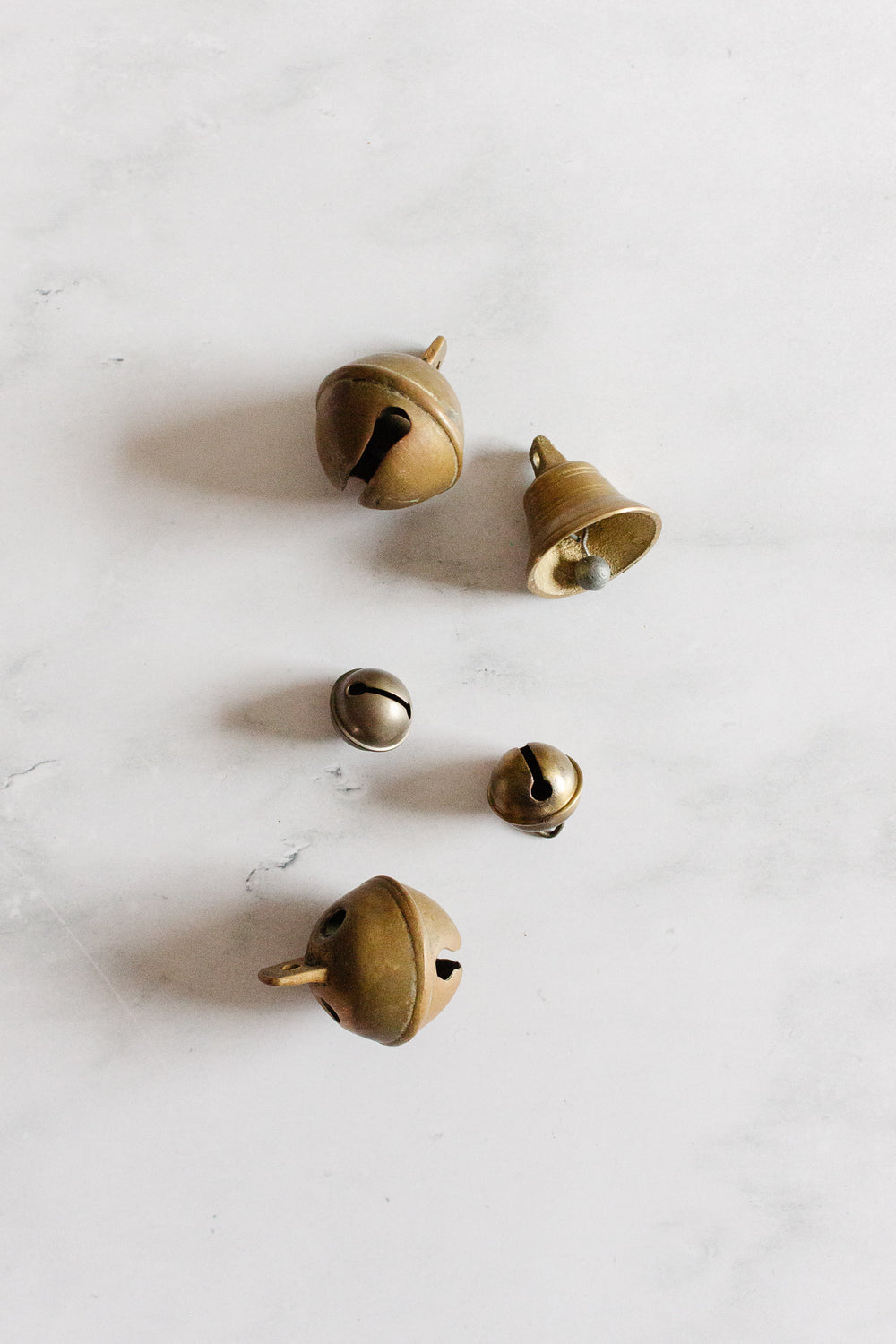 antique French sheepdog bells, set of 5
