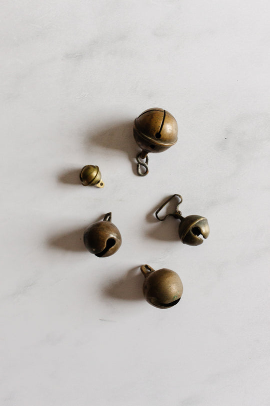 antique French sheepdog bells, set of 5