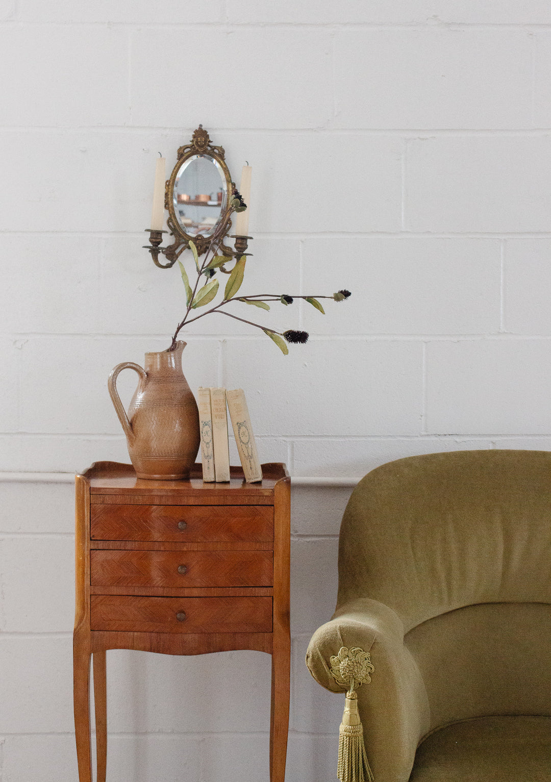 vintage french wood his and hers nightstands