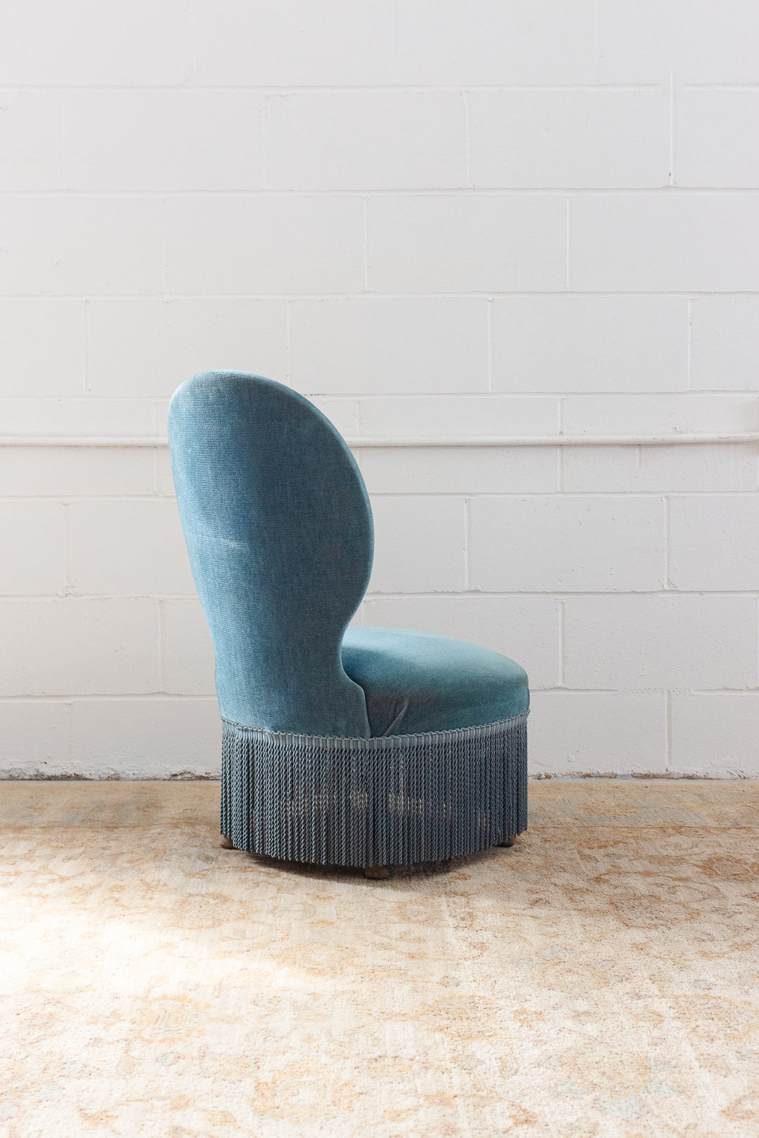 pair of vintage french "petite" velvet slipper chairs