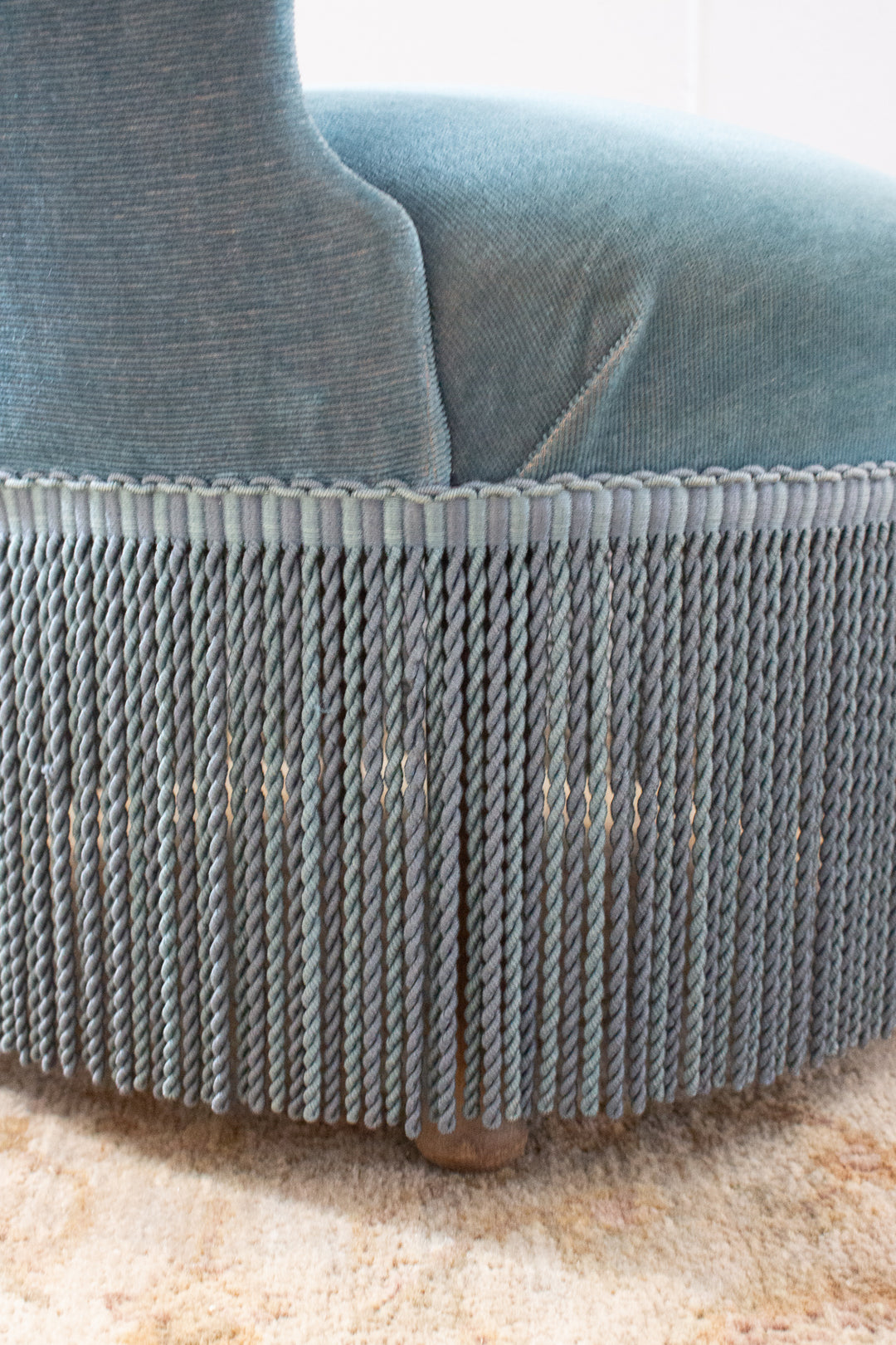 pair of vintage french "petite" velvet slipper chairs