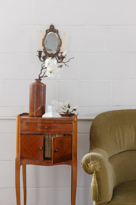 vintage french wood his and hers nightstands