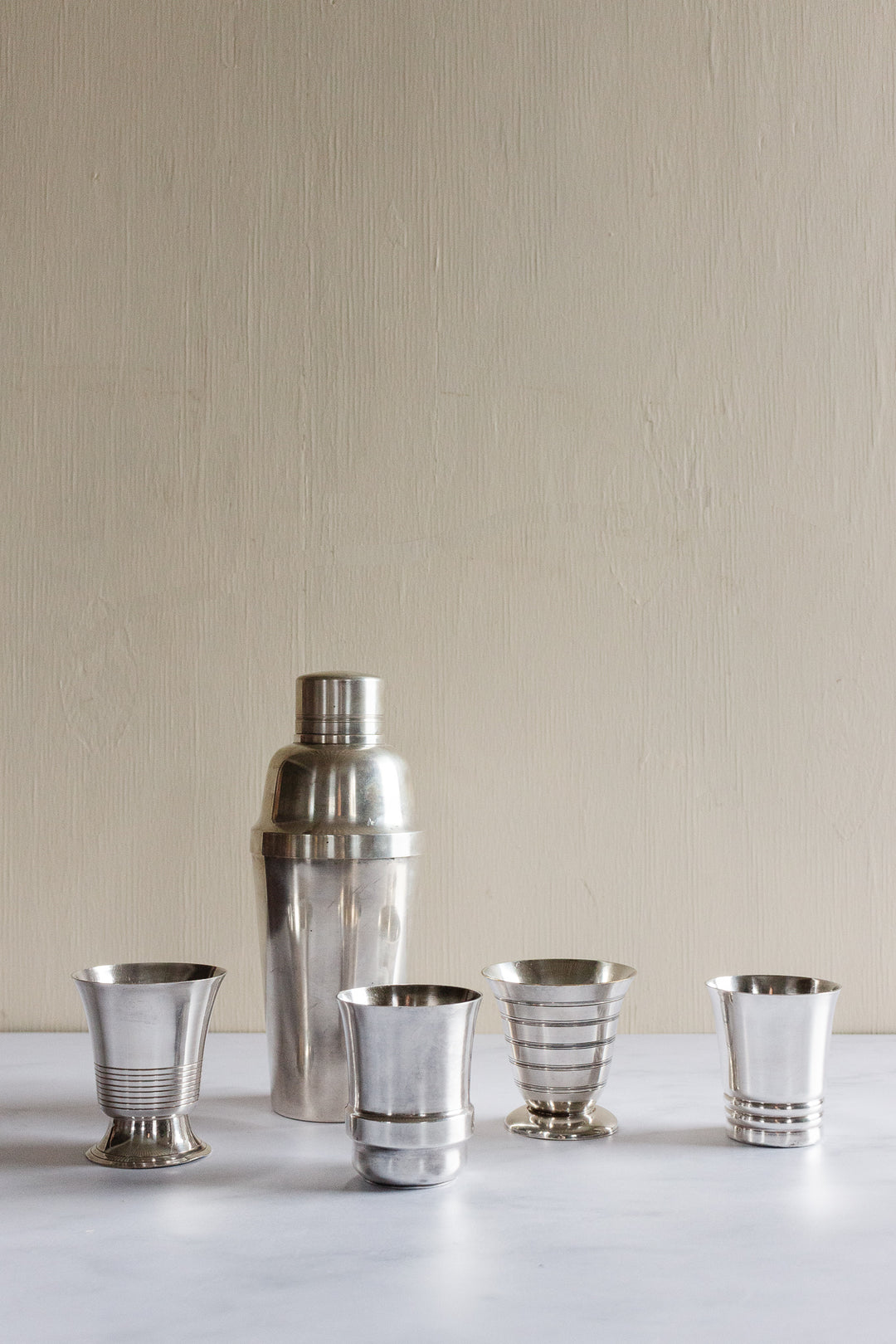midcentury french cocktail shaker and tumbler set