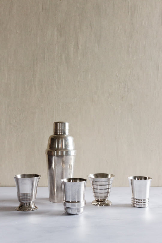 midcentury french cocktail shaker and tumbler set