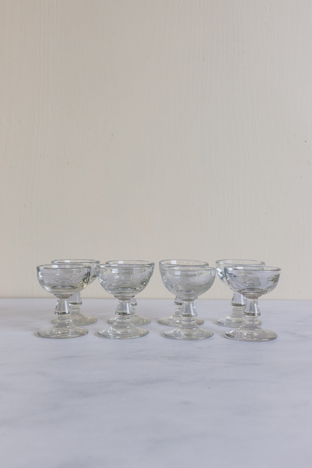 vintage french hand blown aperitif glasses, set of 8