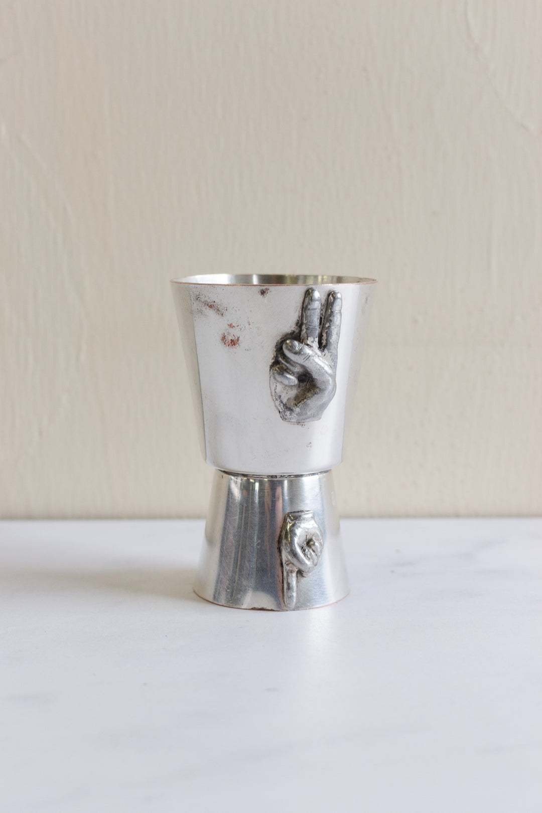 vintage English silver plate double jigger