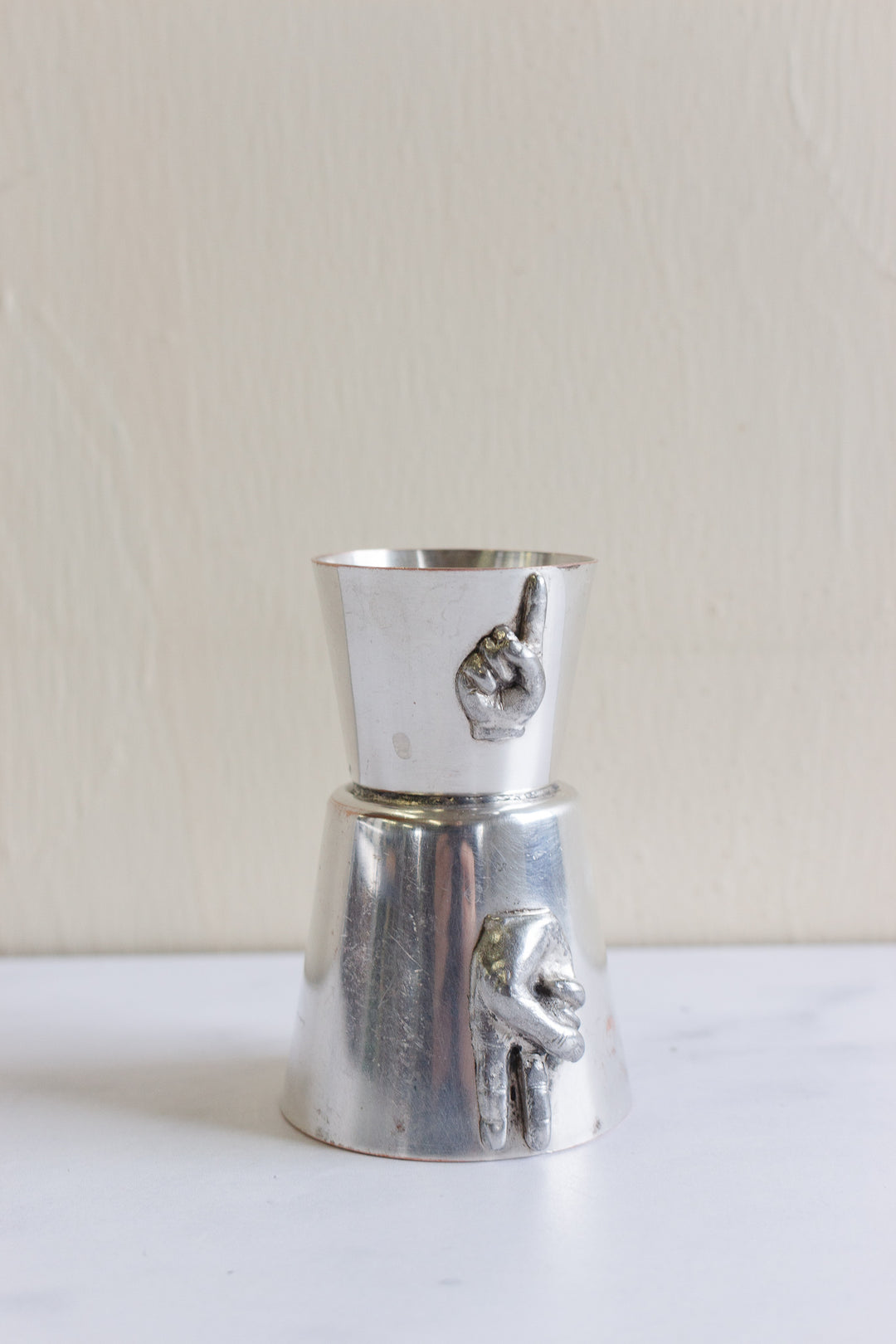 vintage English silver plate double jigger