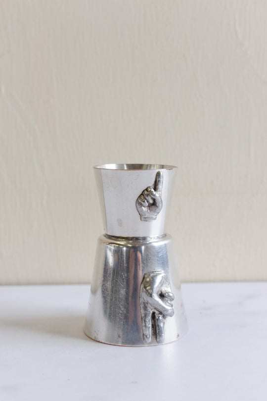 vintage English silver plate double jigger