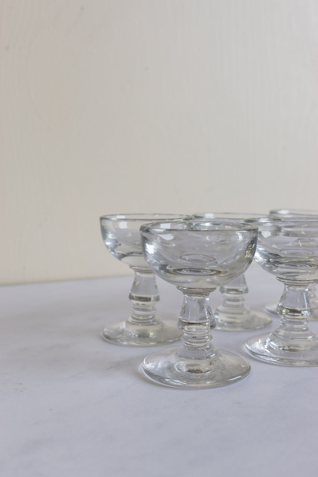 vintage french hand blown aperitif glasses, set of 8