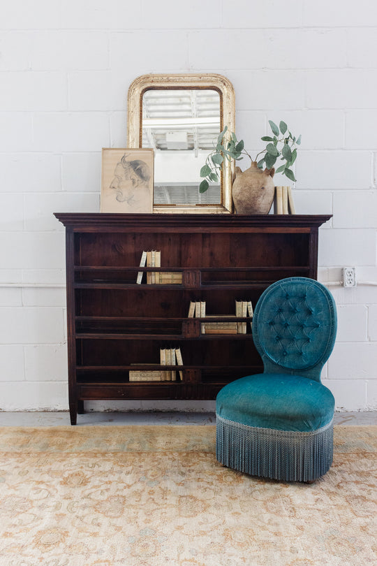 pair of vintage french "petite" velvet slipper chairs