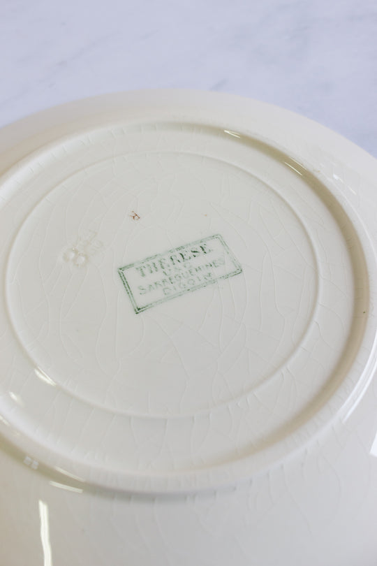 antique french sarreguemines transferware dinner plates, set of 8