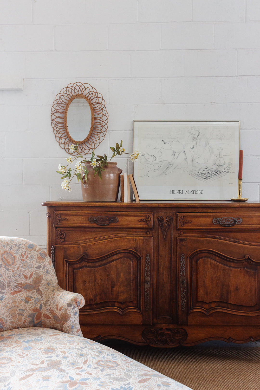 1930s French Louis XV style walnut sideboard