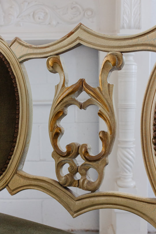 Louis XVI style french polychrome salon settee