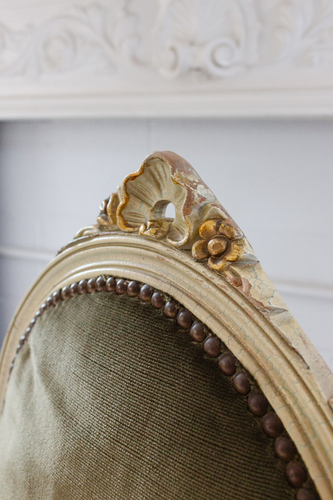 Louis XVI style french polychrome salon settee