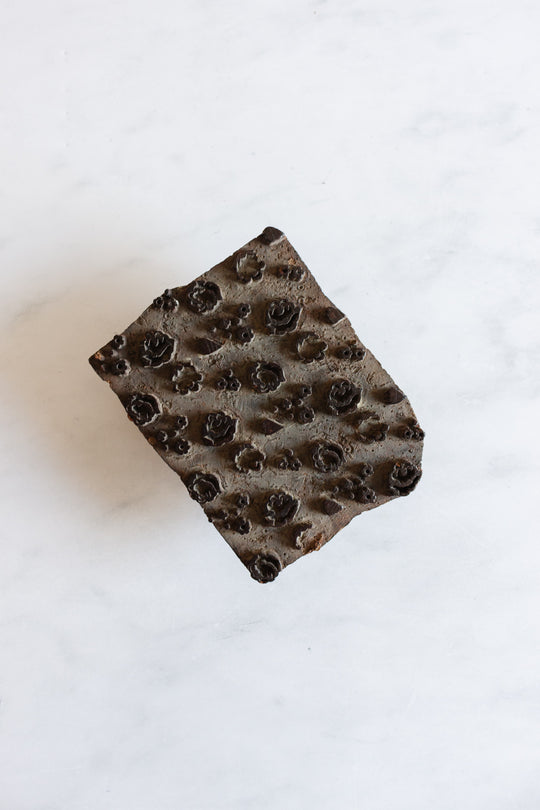 set of 1850s french “indienne” carved wood printing blocks