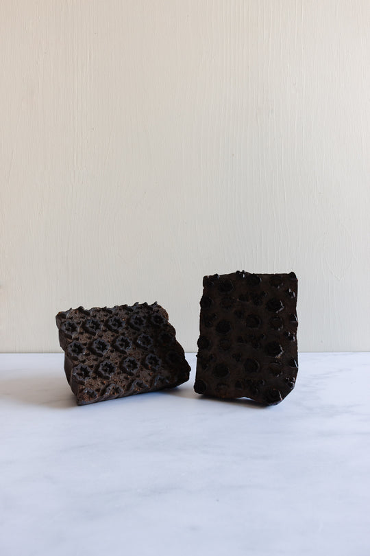 set of 1850s french “indienne” carved wood printing blocks