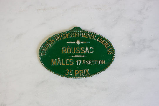 vintage french cast iron and enamel agricultural award plaques