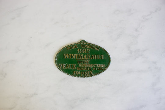 vintage french cast iron and enamel agricultural award plaques