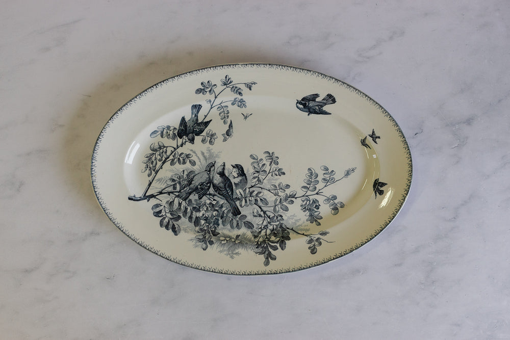 rare antique sarreguemines transferware platter