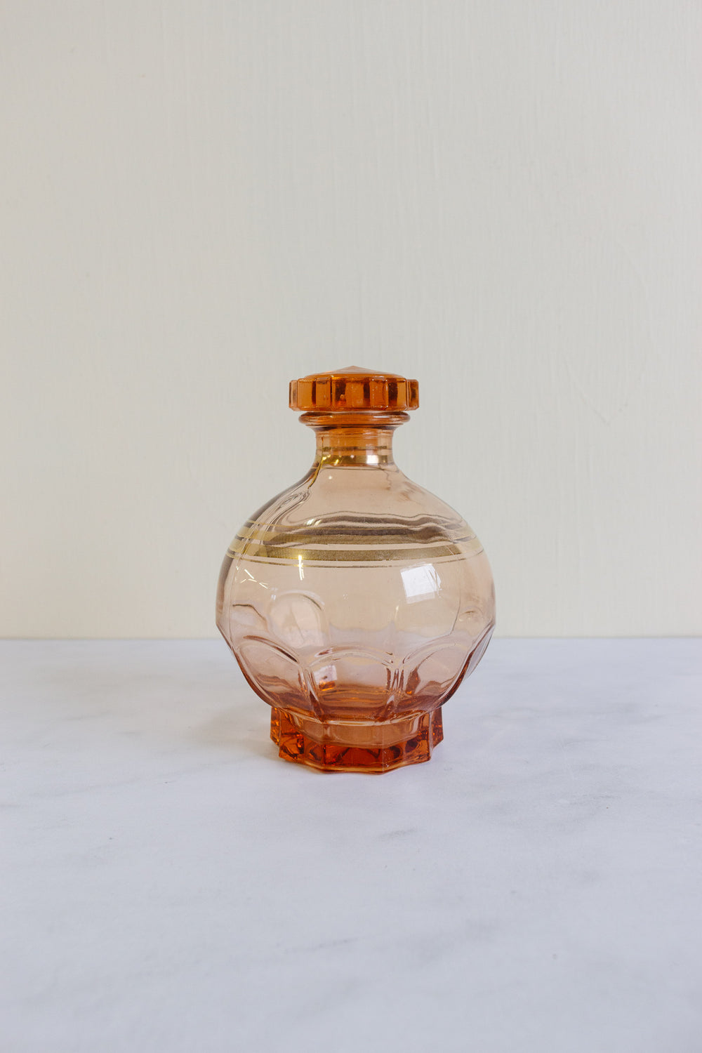 vintage french gold accent pink glass decanter set