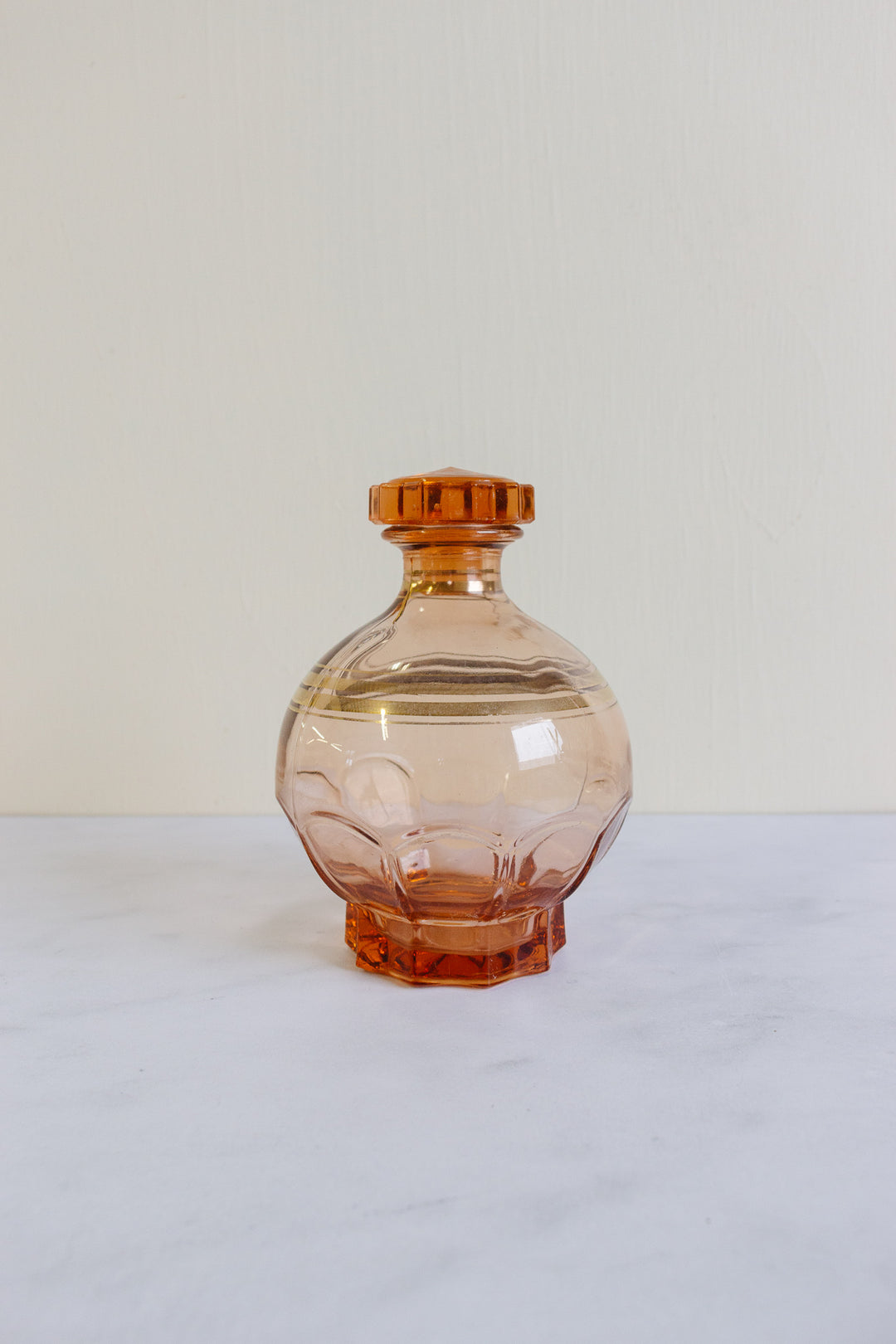 vintage french gold accent pink glass decanter set