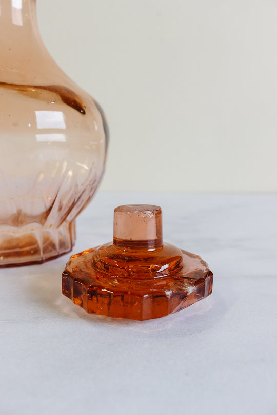 vintage french pink glass decanter set