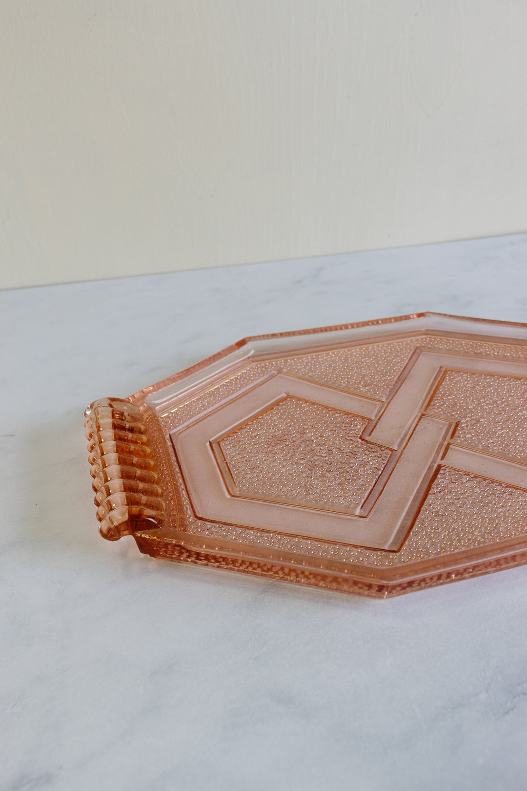 vintage french pink glass decanter set