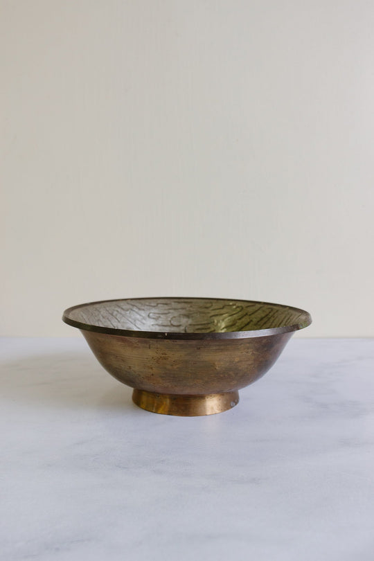 vintage french cloisonné footed bowl, lillypad