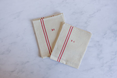 vintage French monogrammed linen towels