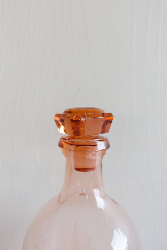 1950s French pink glass decanter and cups