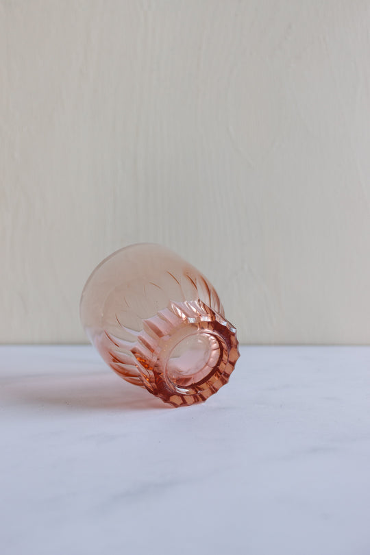 1950s French pink glass decanter and cups