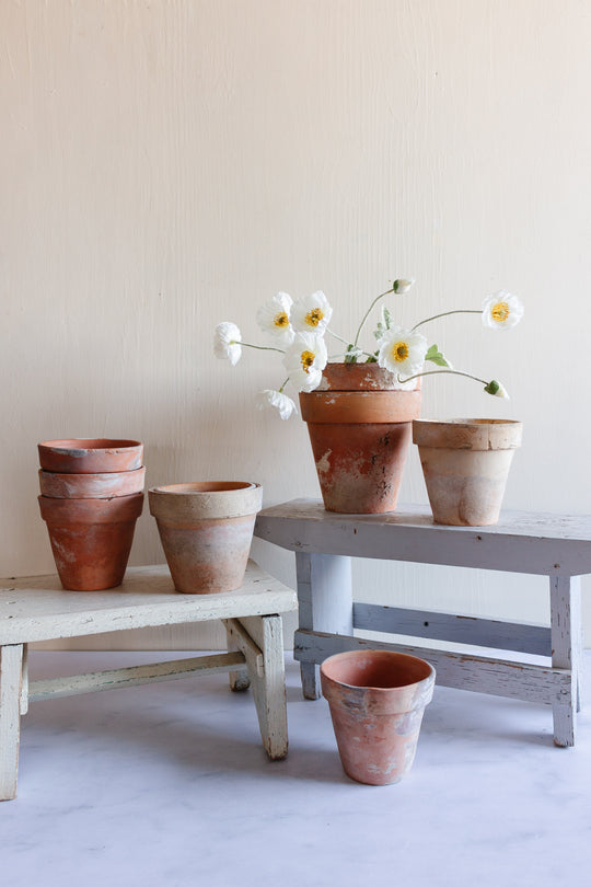 vintage french farmhouse wood stools