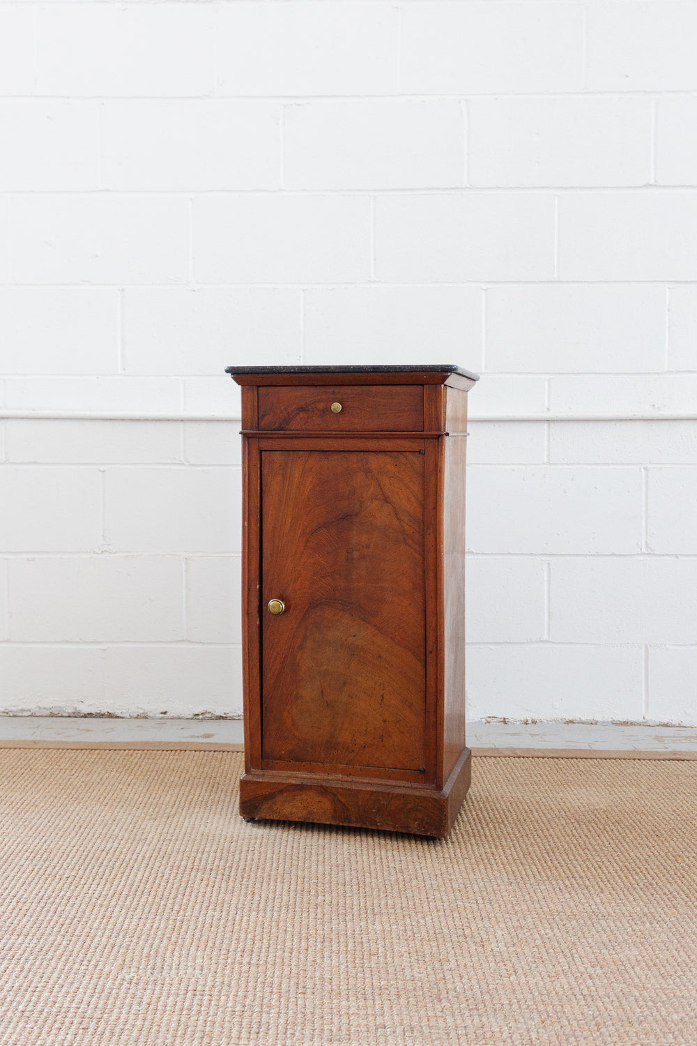 19th century french flamed mahogany marble top cabinet