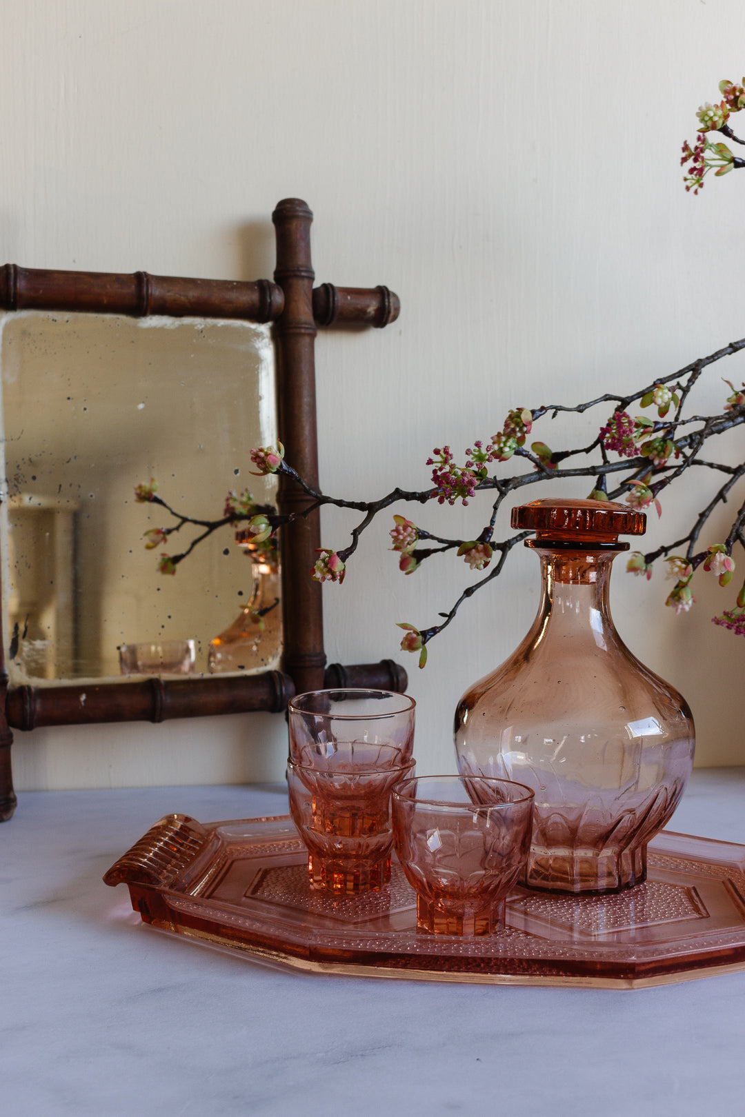 antique french bamboo mirror