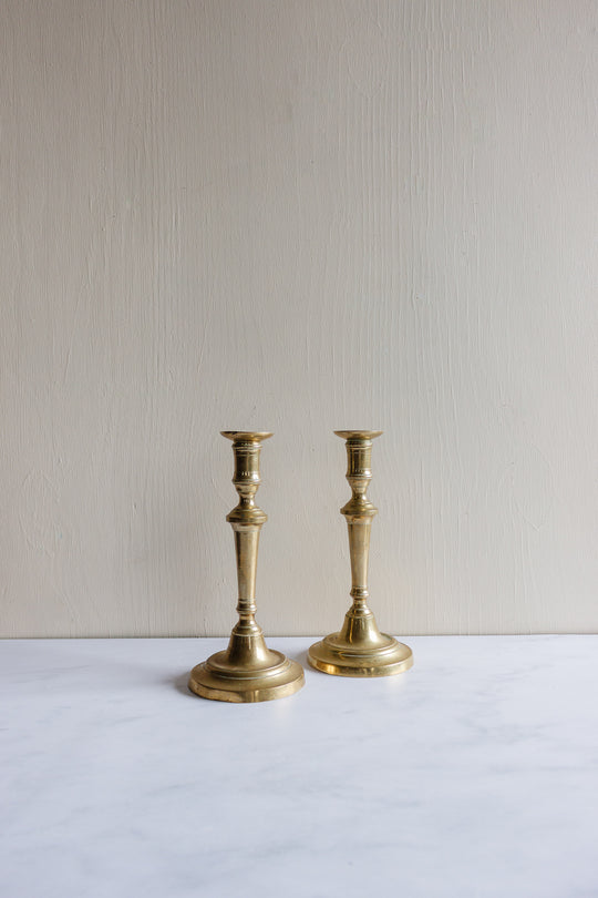pair of antique French brass candlesticks