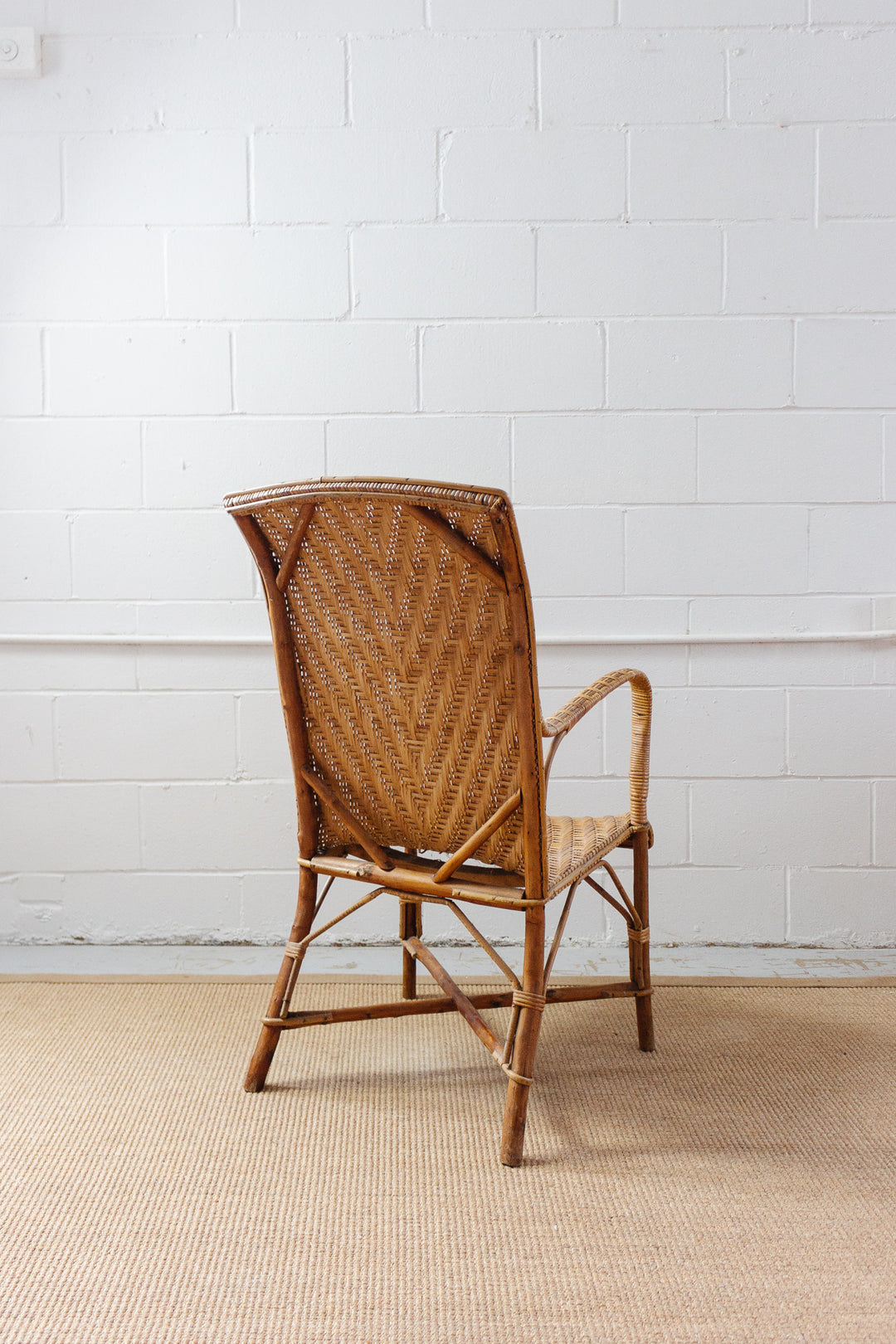 1920s French Riviera bamboo and rattan armchairs