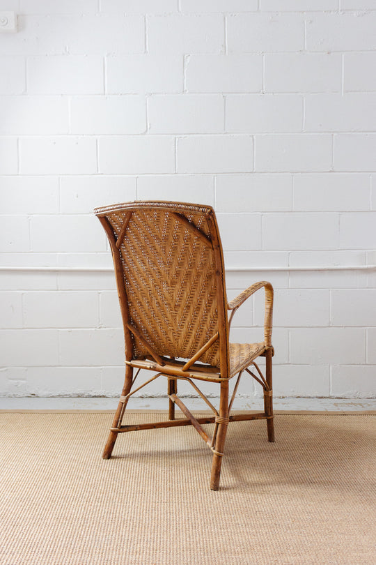 1920s French Riviera bamboo and rattan armchairs