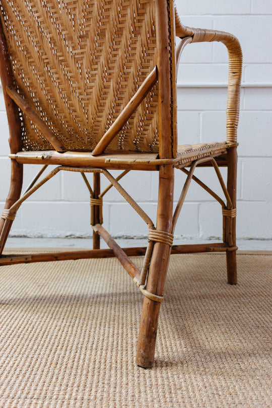 1920s French Riviera bamboo and rattan armchairs