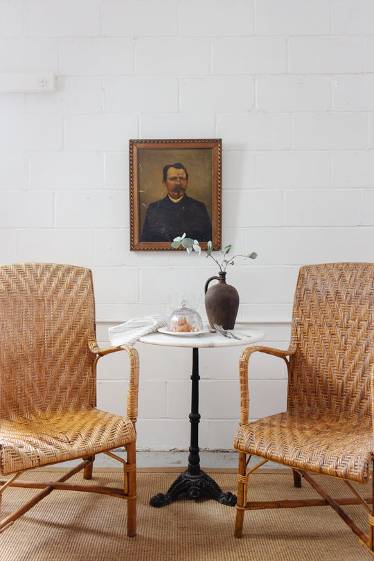 1920s French Riviera bamboo and rattan armchairs