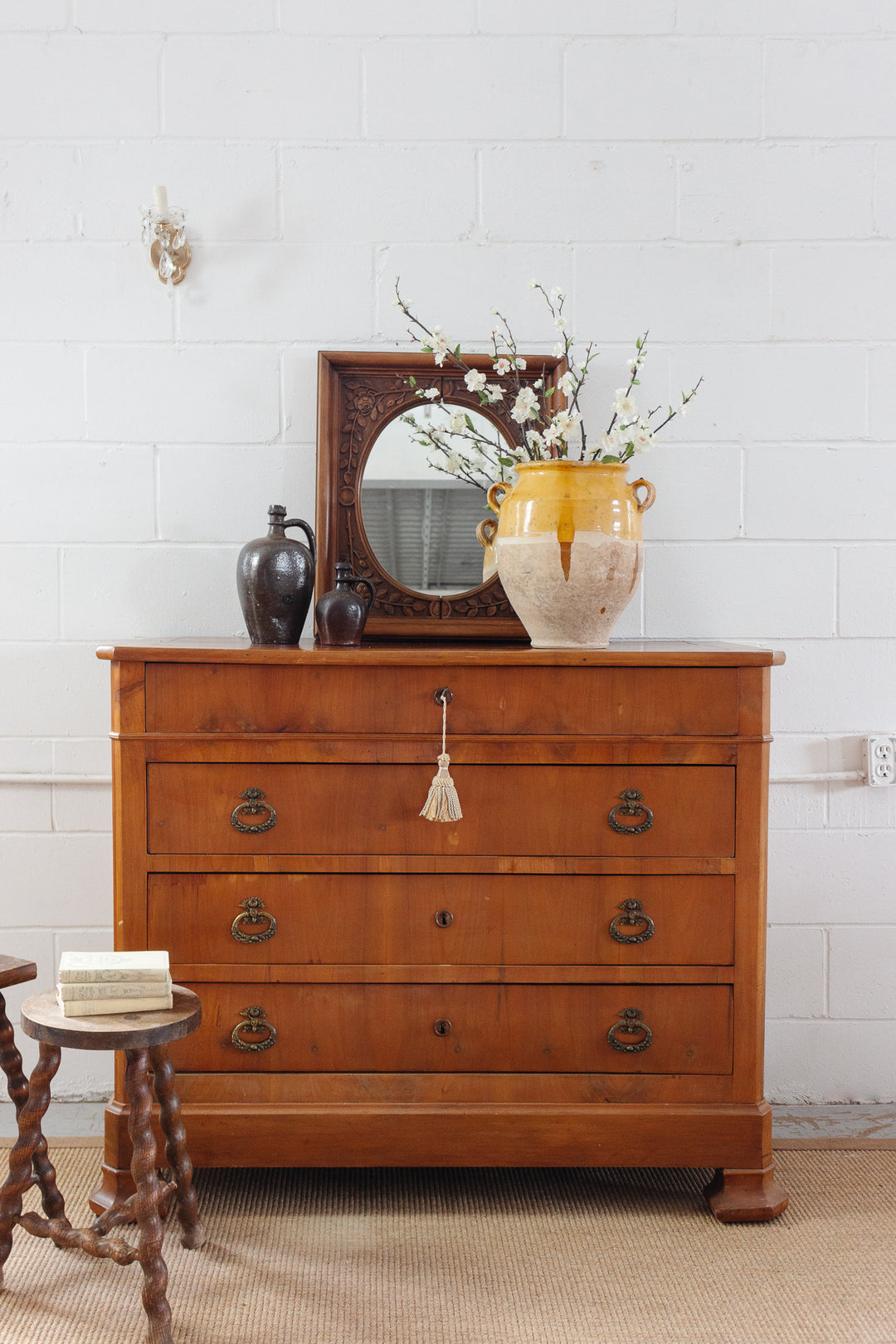 antique french yellow glazed confit pot