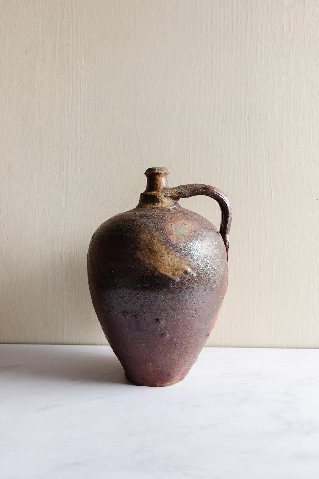 antique french stoneware oil vessel