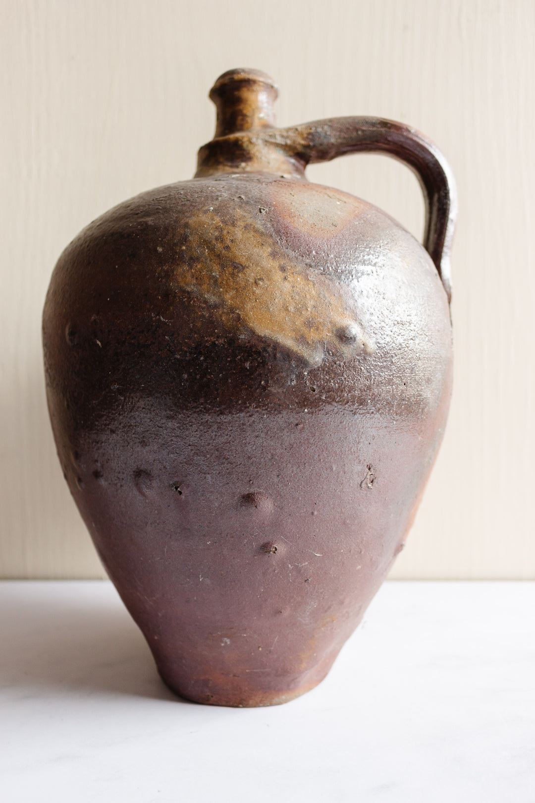 antique french stoneware oil vessel