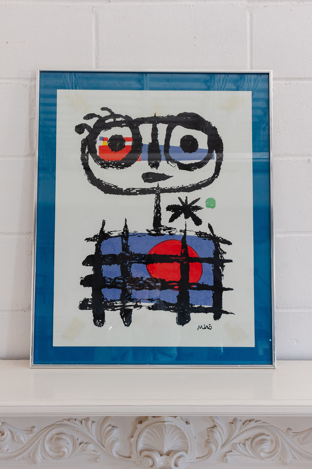 vintage miro "mangeur de soleil" framed print