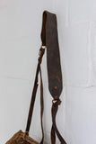antique fishing creel basket with leather strap