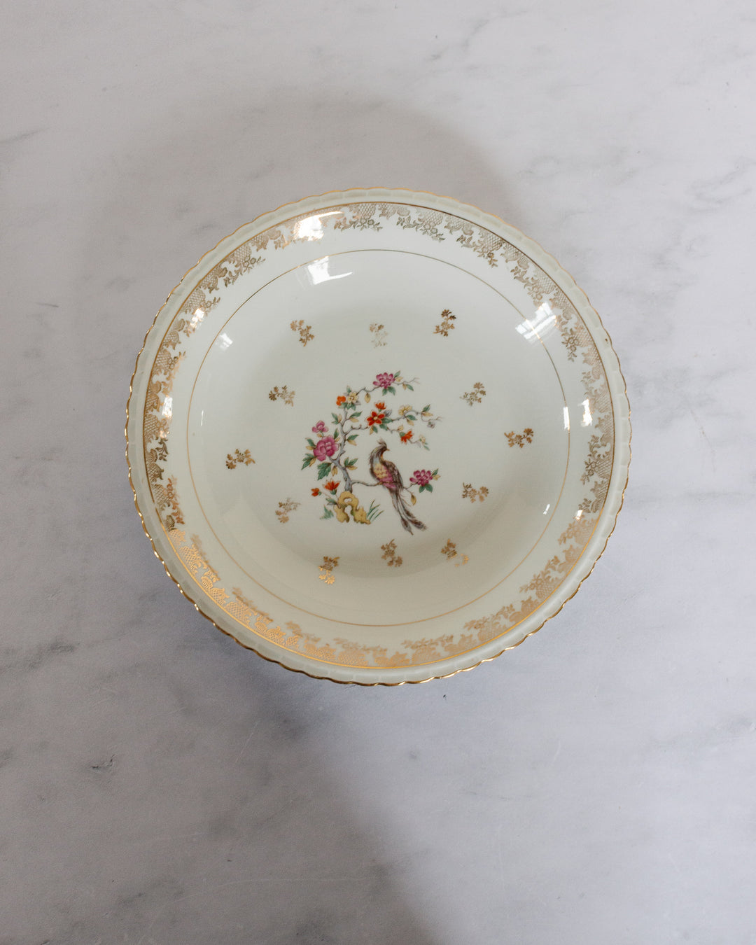 midcentury french limoges bird of paradise service, set of 41