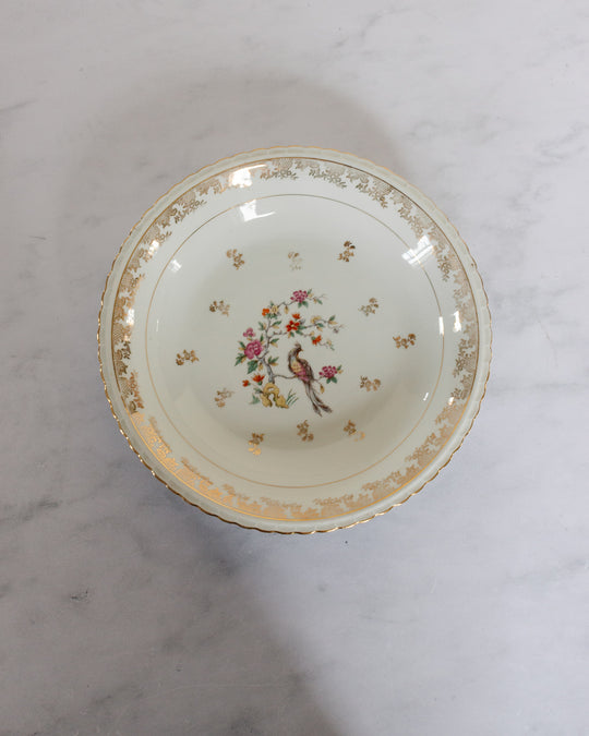 midcentury french limoges bird of paradise service, set of 41