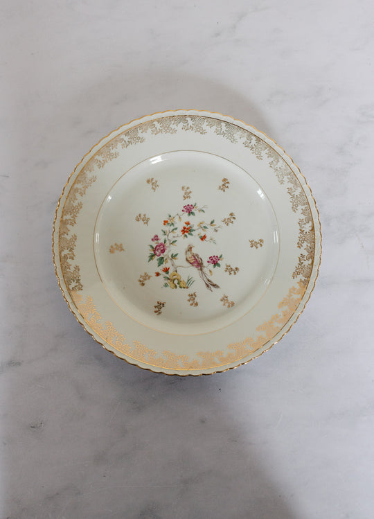 midcentury french limoges bird of paradise service, set of 41
