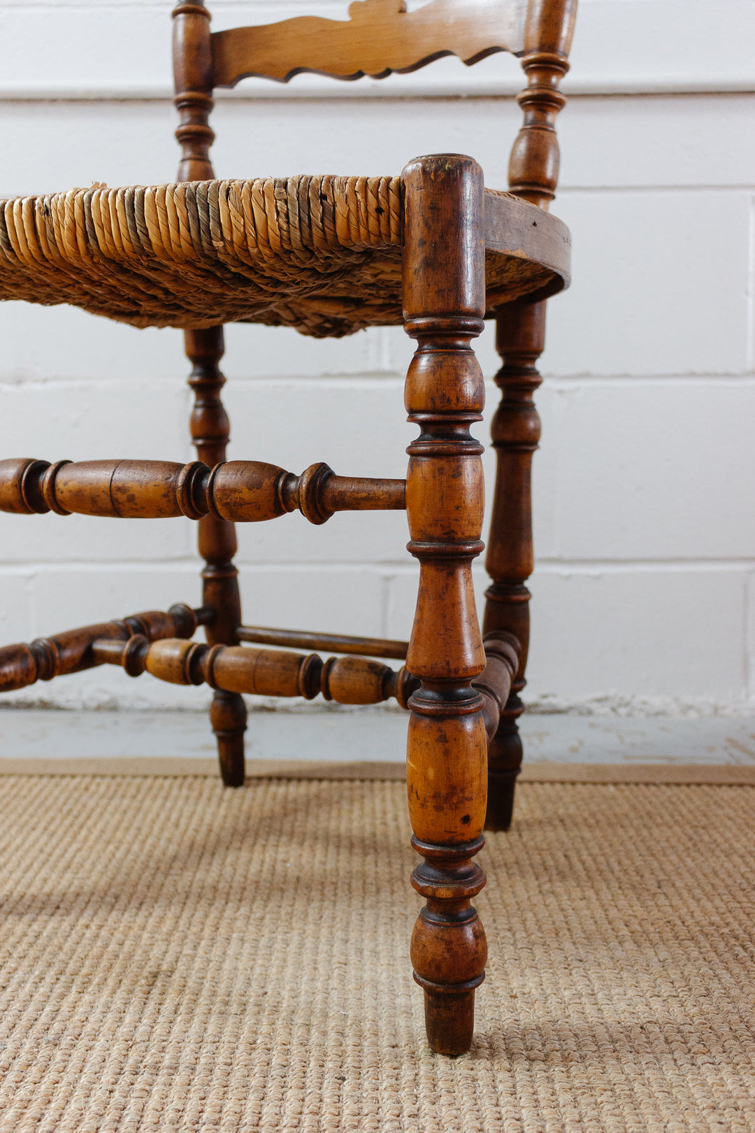 pair of 19th century French provincial walnut and rush chairs