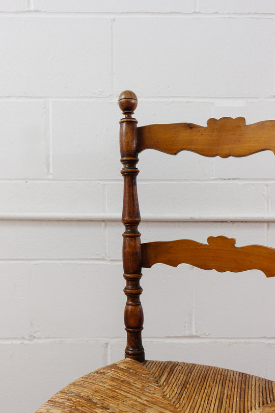 pair of 19th century French provincial walnut and rush chairs