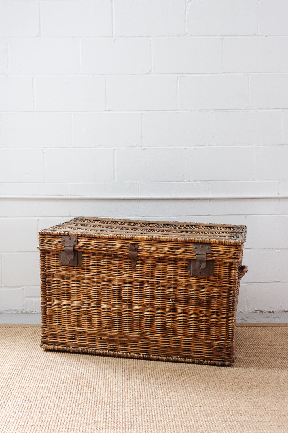 19th century french willow travel trunk